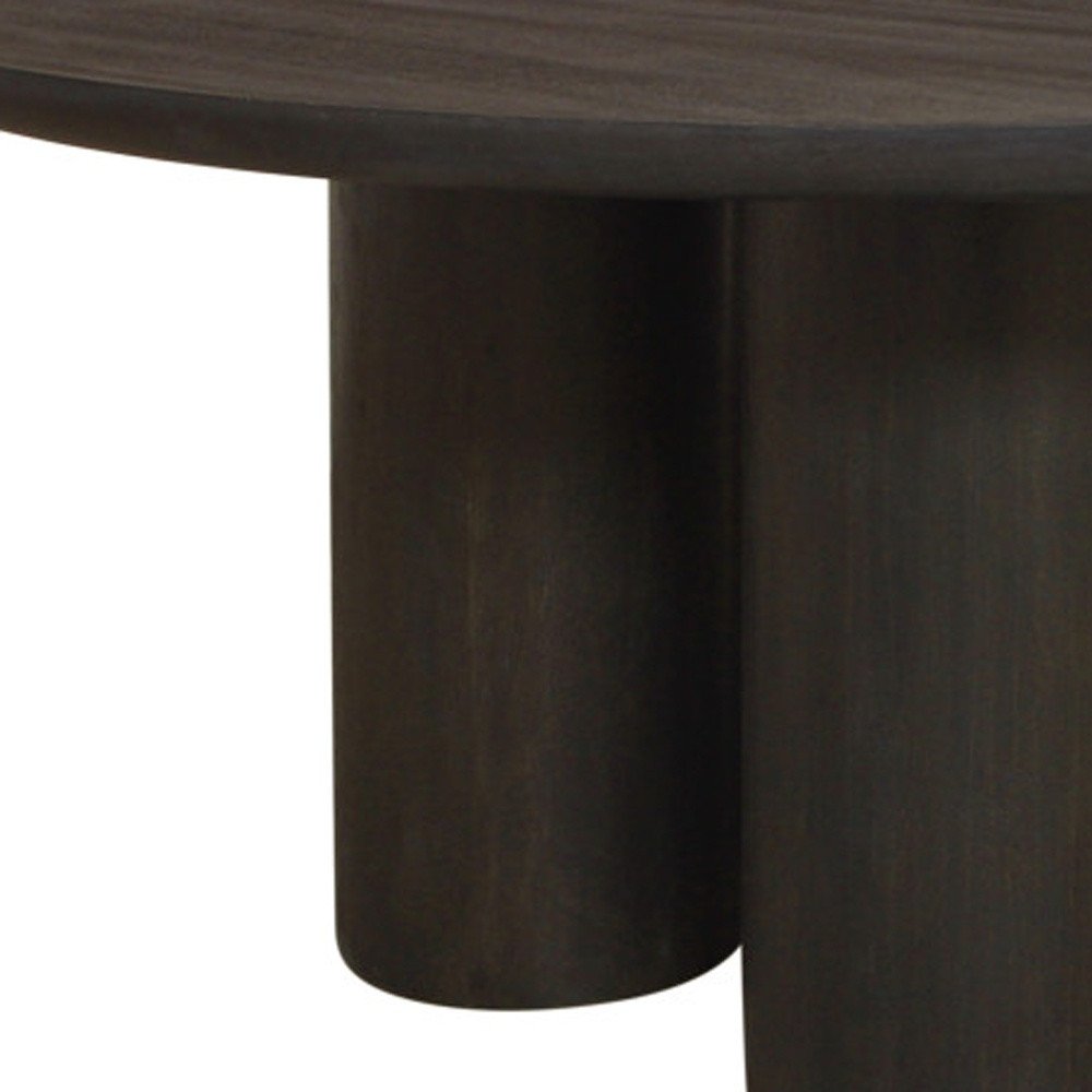 Seven Piece Dark Brown Round Solid Wood Dining Set with Six Chairs HomeRoots