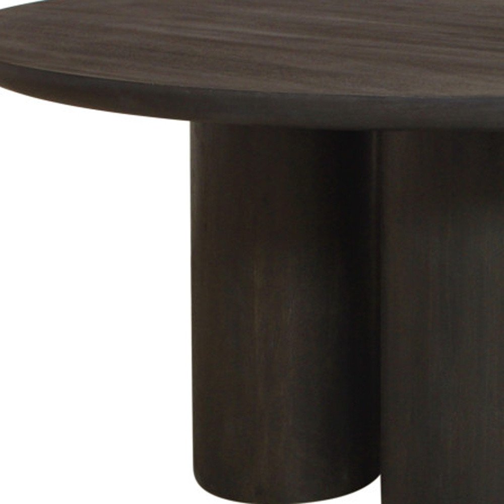Seven Piece Dark Brown Round Solid Wood Dining Set with Six Chairs HomeRoots