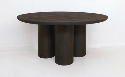 Seven Piece Dark Brown Round Solid Wood Dining Set with Six Chairs HomeRoots