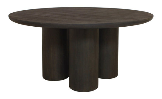 Seven Piece Dark Brown Round Solid Wood Dining Set with Six Chairs HomeRoots