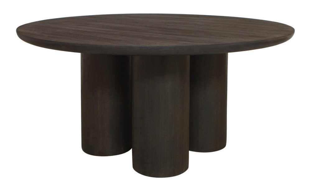 Seven Piece Dark Brown Round Solid Wood Dining Set with Six Chairs HomeRoots