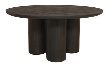 Seven Piece Dark Brown Round Solid Wood Dining Set with Six Chairs HomeRoots