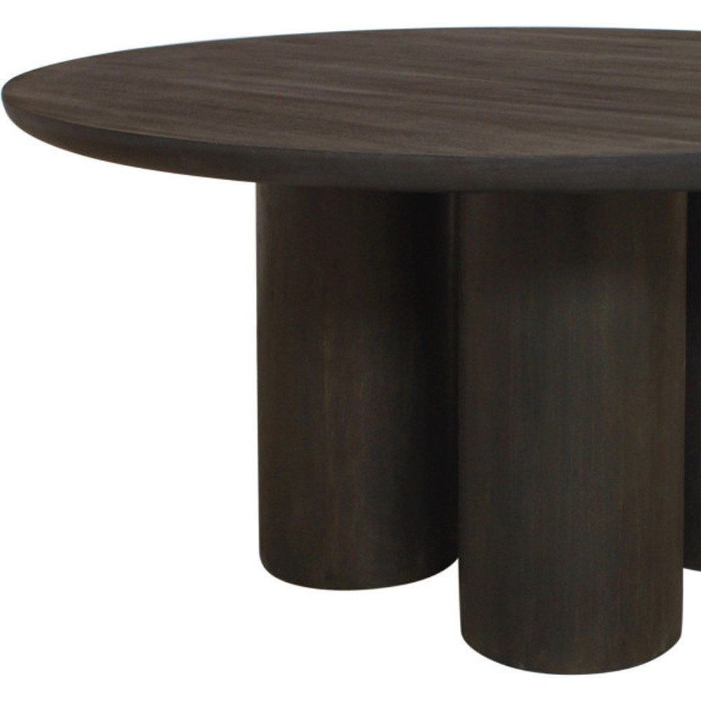 Seven Piece Dark Brown Round Solid Wood Dining Set with Six Chairs HomeRoots