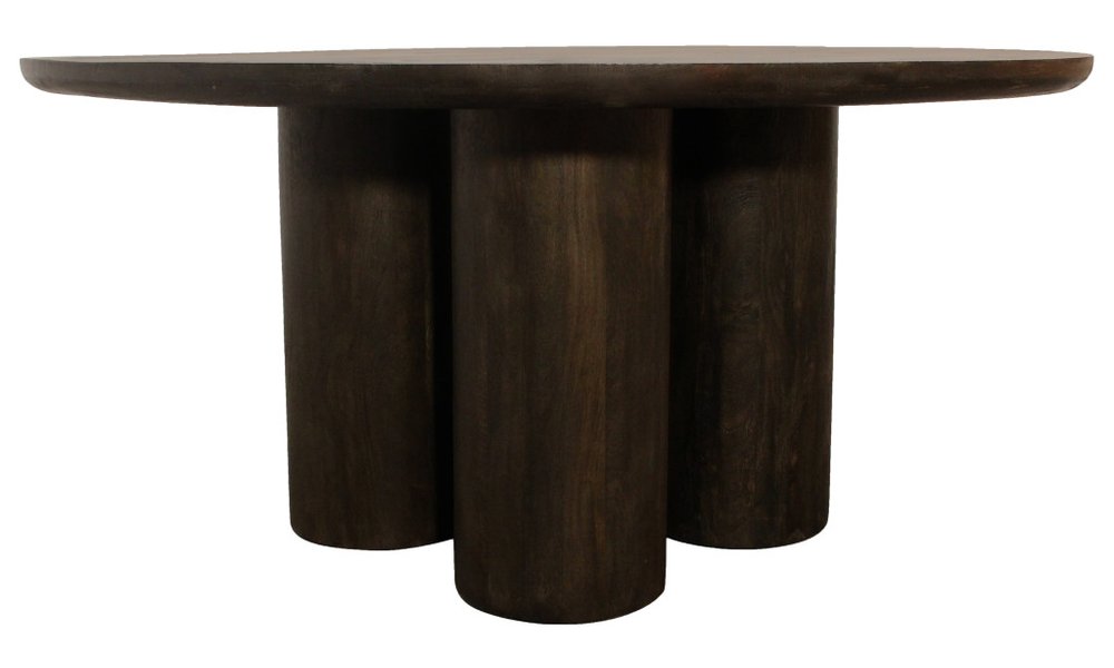Seven Piece Dark Brown Round Solid Wood Dining Set with Six Chairs HomeRoots