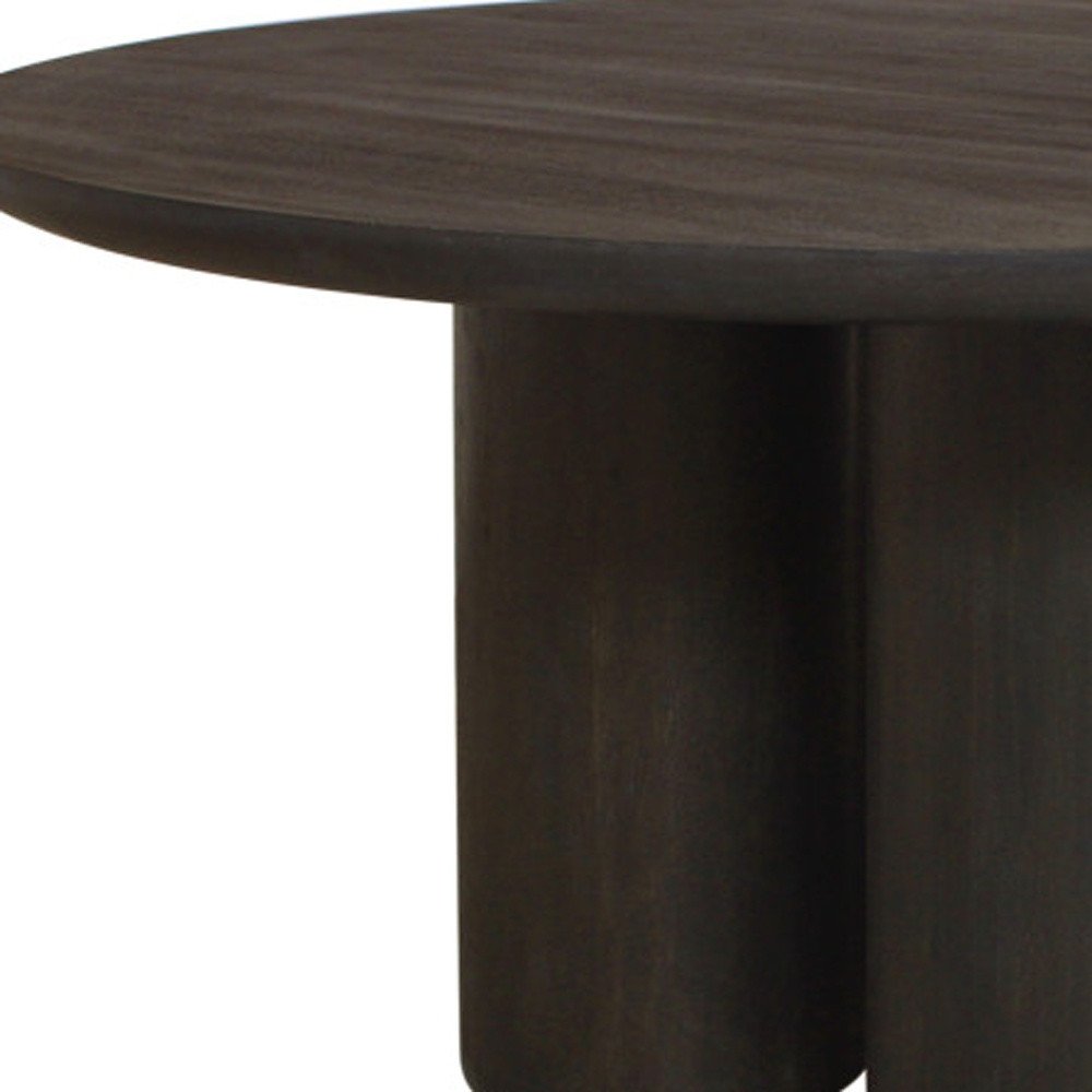 Seven Piece Dark Brown Round Solid Wood Dining Set with Six Chairs HomeRoots