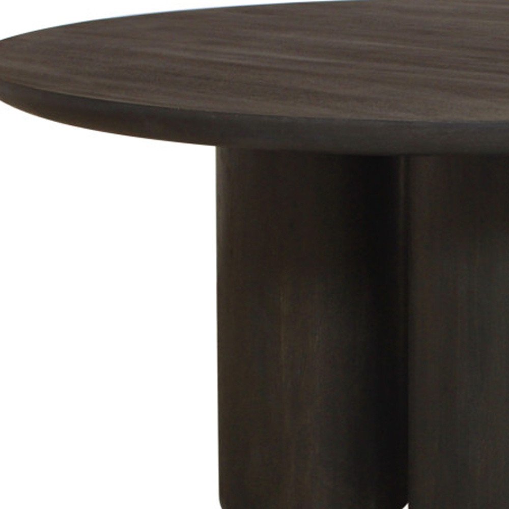 Seven Piece Dark Brown Round Solid Wood Dining Set with Six Chairs HomeRoots