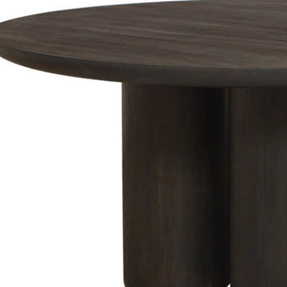 Seven Piece Dark Brown Round Solid Wood Dining Set with Six Chairs HomeRoots