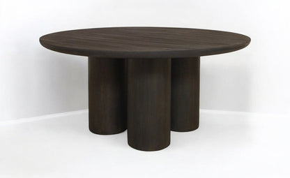 Seven Piece Dark Brown Round Solid Wood Dining Set with Six Chairs HomeRoots