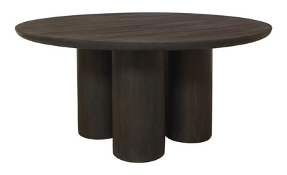 Seven Piece Dark Brown Round Solid Wood Dining Set with Six Chairs HomeRoots