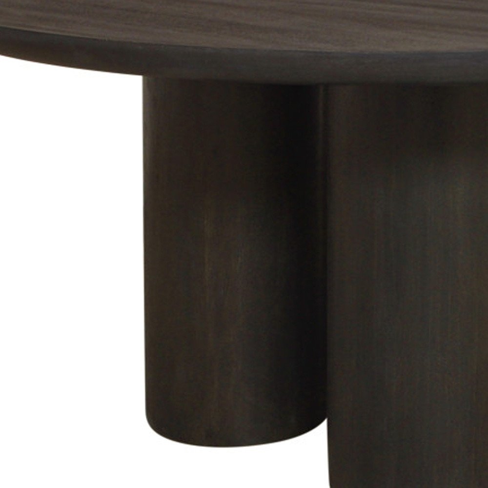 Seven Piece Dark Brown Round Solid Wood Dining Set with Six Chairs HomeRoots