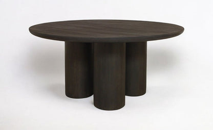 Seven Piece Dark Brown Round Solid Wood Dining Set with Six Chairs HomeRoots