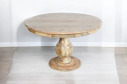 Five Piece Natural Round Solid Wood Dining Set with Four Chairs HomeRoots