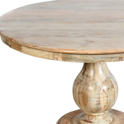 Five Piece Natural Round Solid Wood Dining Set with Four Chairs HomeRoots