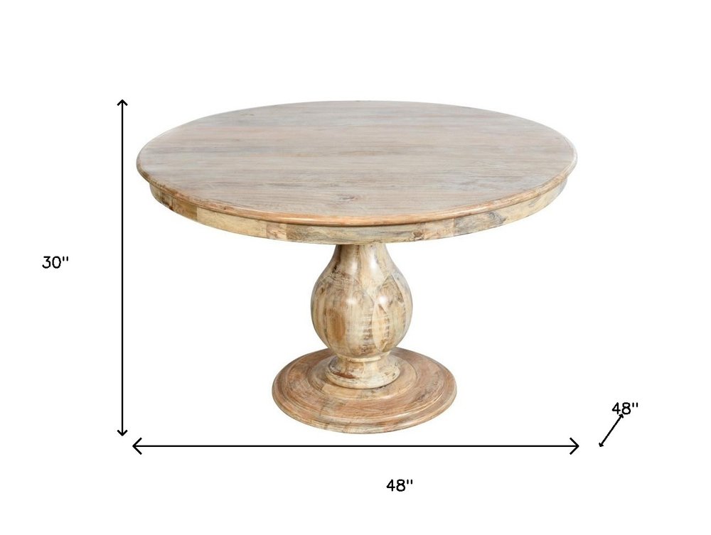 Five Piece Natural Round Solid Wood Dining Set with Four Chairs HomeRoots