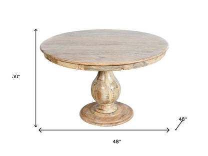 Five Piece Natural Round Solid Wood Dining Set with Four Chairs HomeRoots
