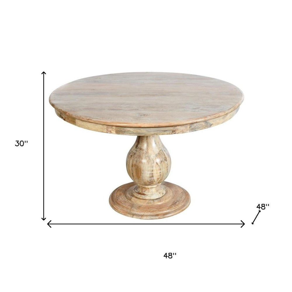 Five Piece Natural Round Solid Wood Dining Set with Four Chairs HomeRoots