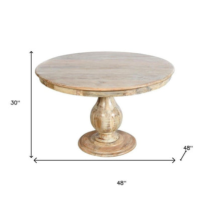 Five Piece Natural Round Solid Wood Dining Set with Four Chairs HomeRoots