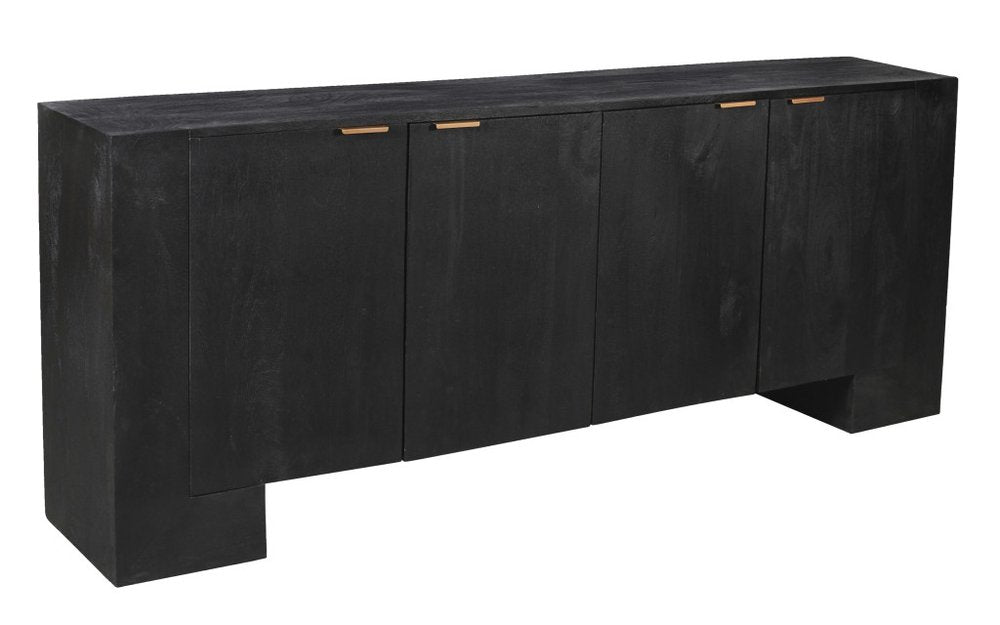 86" Charcoal Distressed Solid Wood Sideboard With Four Doors — view 2