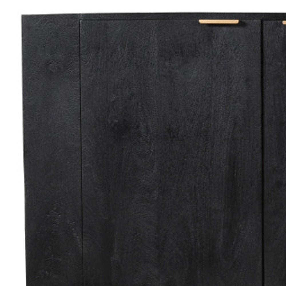 86" Charcoal Distressed Solid Wood Sideboard With Four Doors — view 4