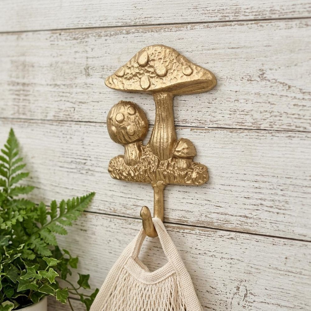 4" Gold Cast Iron Mushroom Wall Hook — view 3