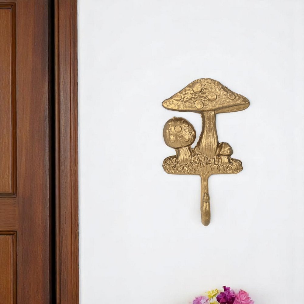 4" Gold Cast Iron Mushroom Wall Hook — view 4