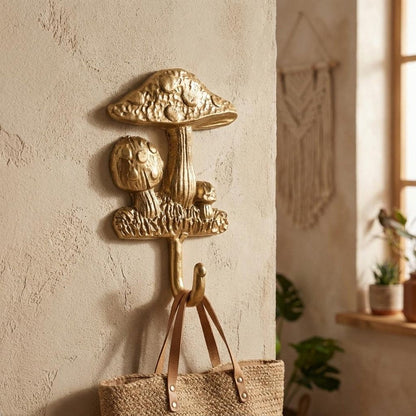 4" Gold Cast Iron Mushroom Wall Hook HomeRoots