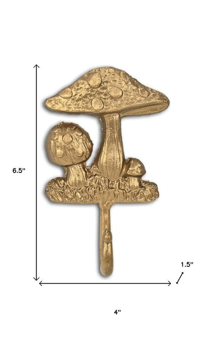 4" Gold Cast Iron Mushroom Wall Hook HomeRoots