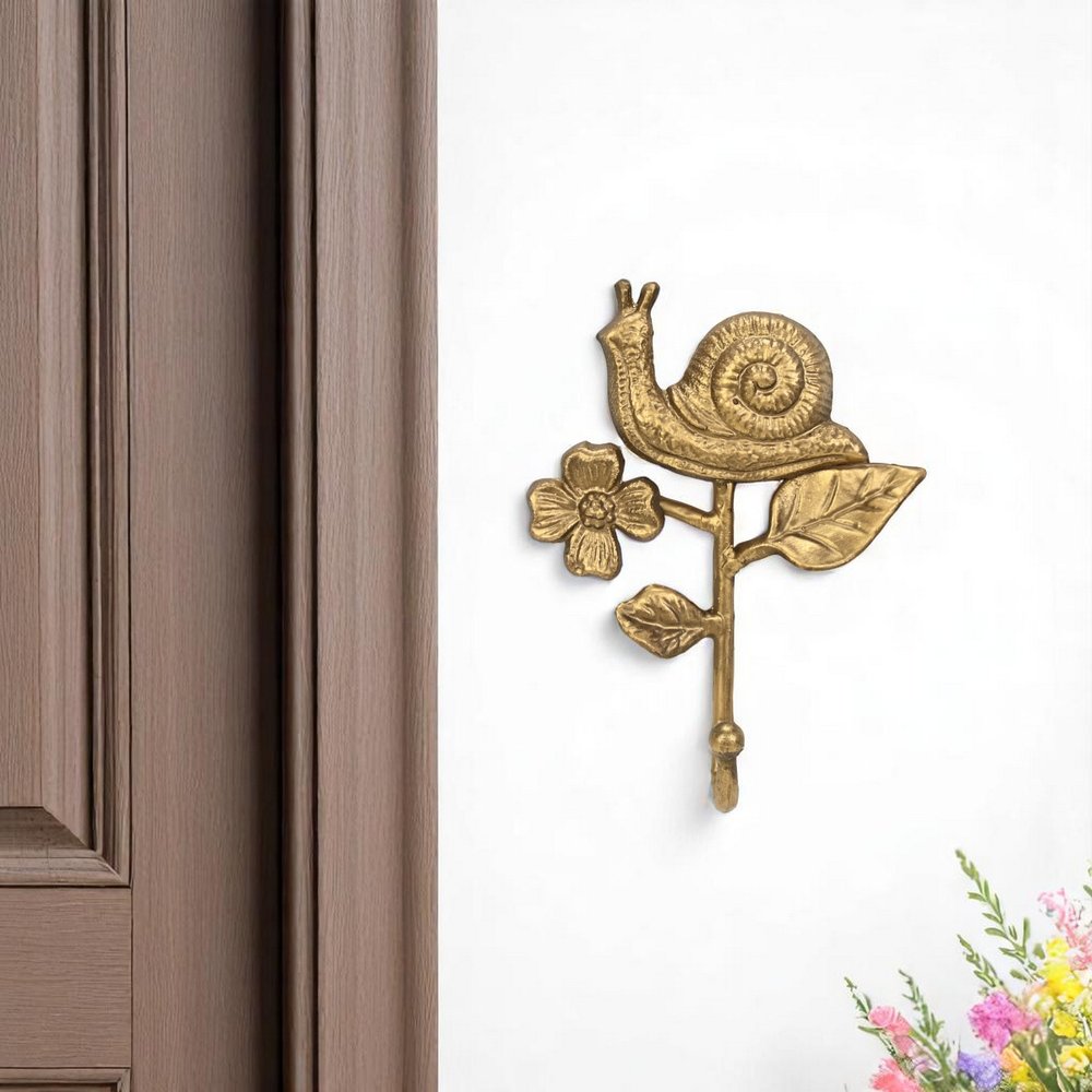 5" Gold Cast Iron Snail Wall Hook HomeRoots