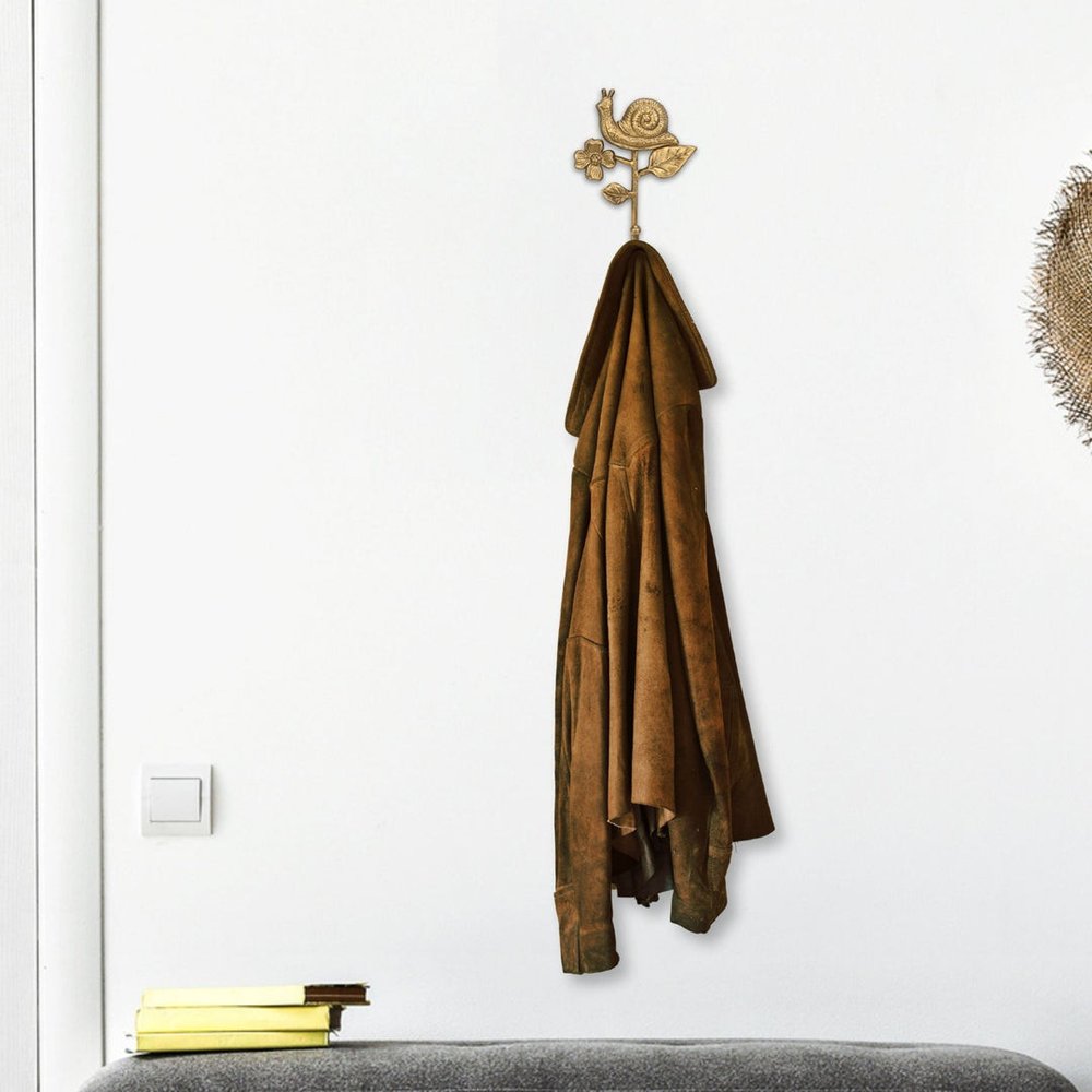 5" Gold Cast Iron Snail Wall Hook HomeRoots