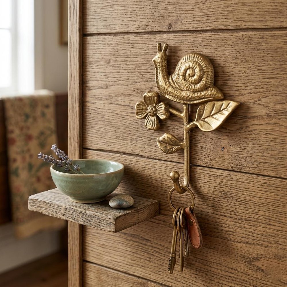 5" Gold Cast Iron Snail Wall Hook HomeRoots