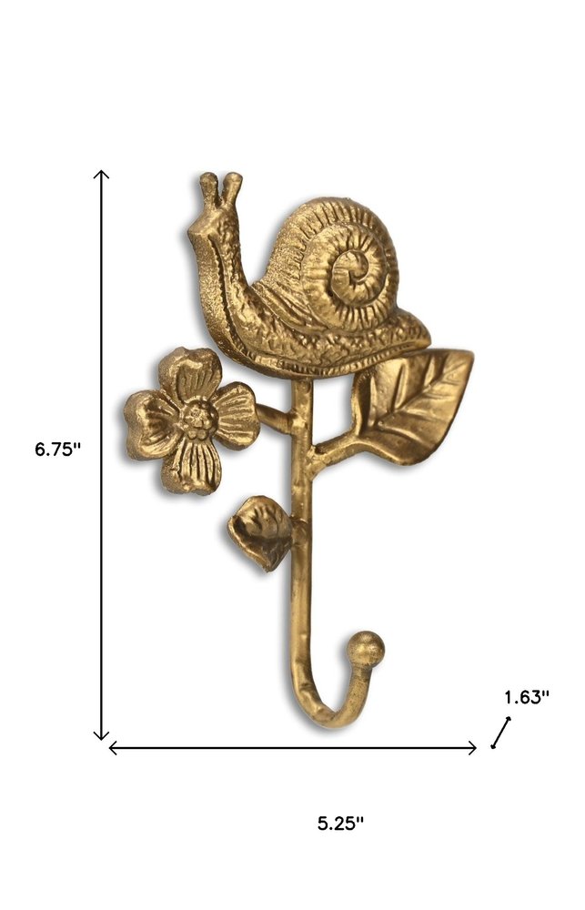 5" Gold Cast Iron Snail Wall Hook — view 6