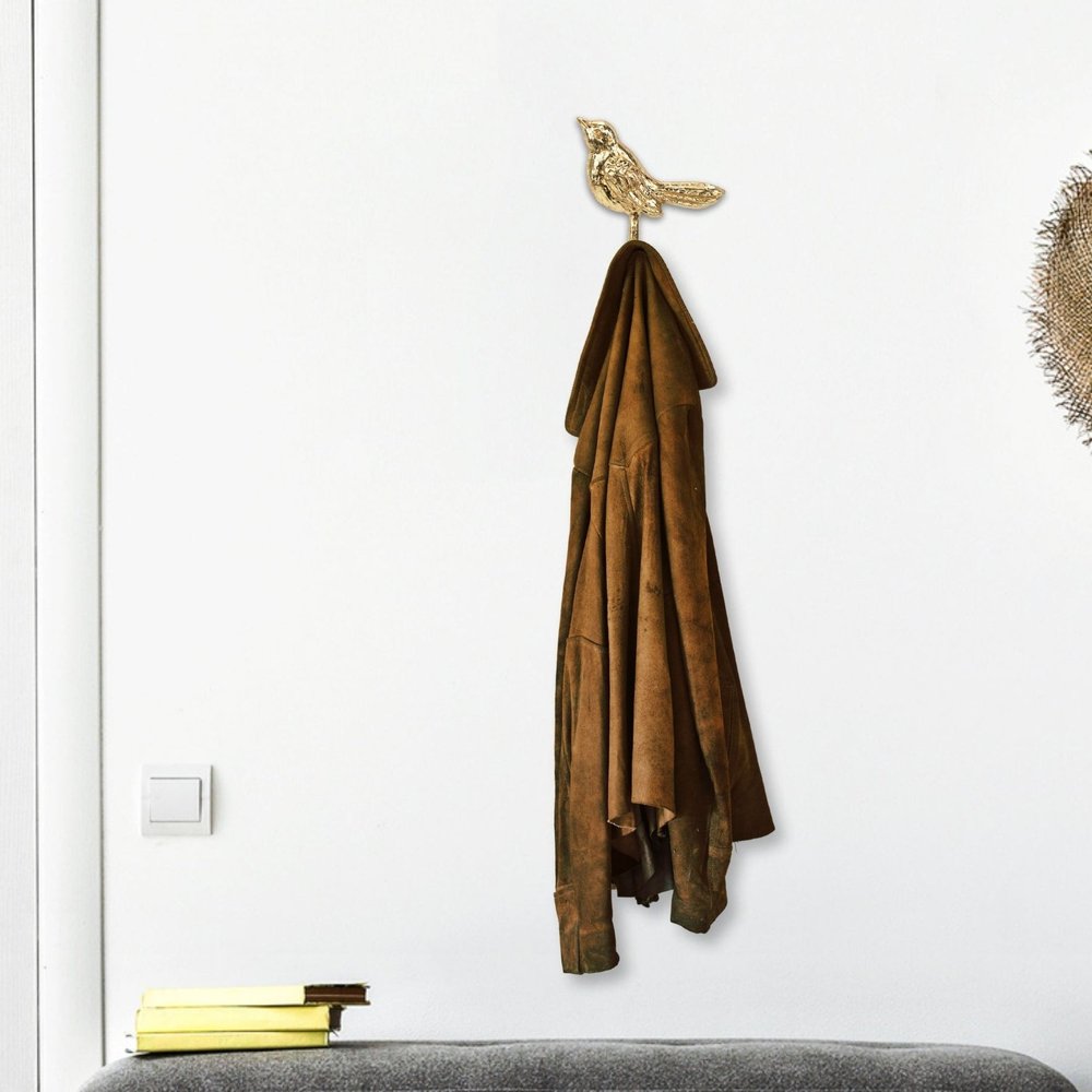 5" Gold Cast Iron Bird Wall Hook HomeRoots