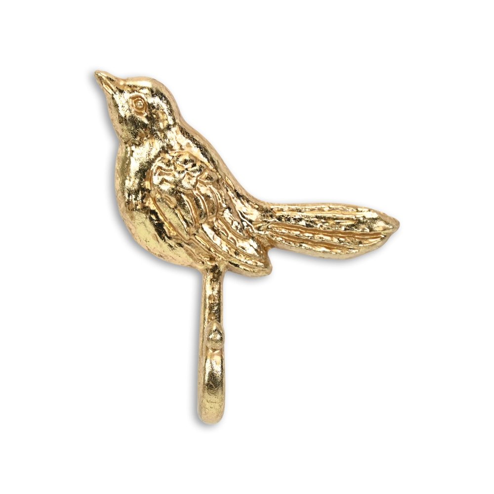 5" Gold Cast Iron Bird Wall Hook HomeRoots