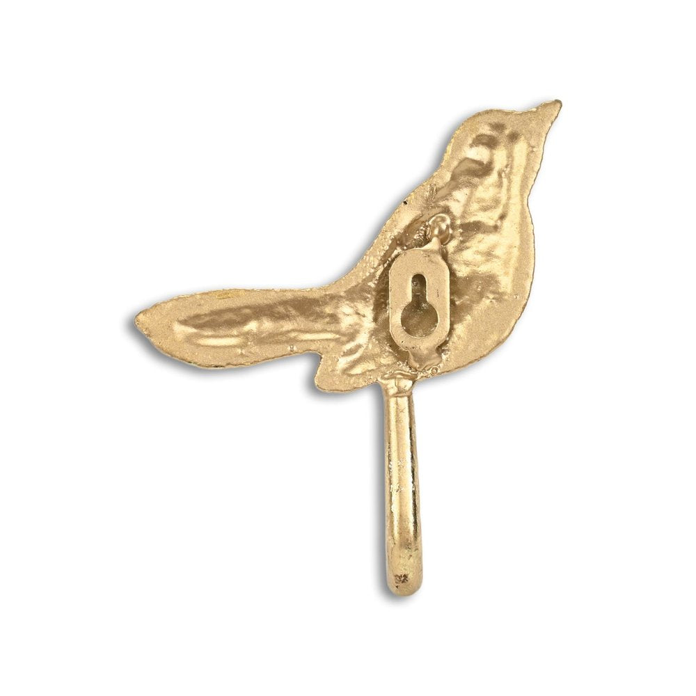 5" Gold Cast Iron Bird Wall Hook HomeRoots