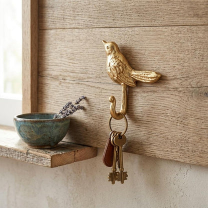 5" Gold Cast Iron Bird Wall Hook HomeRoots