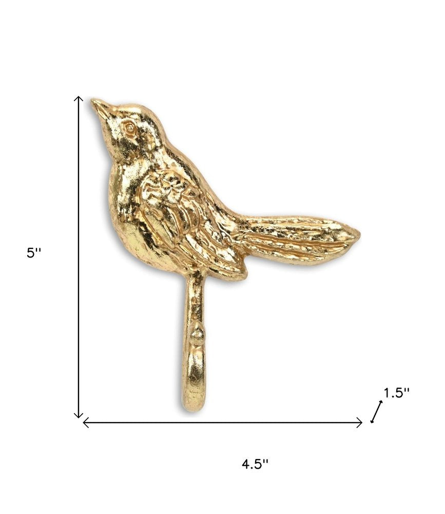 5" Gold Cast Iron Bird Wall Hook — view 6