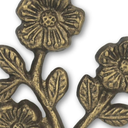 4" Antiqued Gold Cast Iron Flower Wall Hook HomeRoots