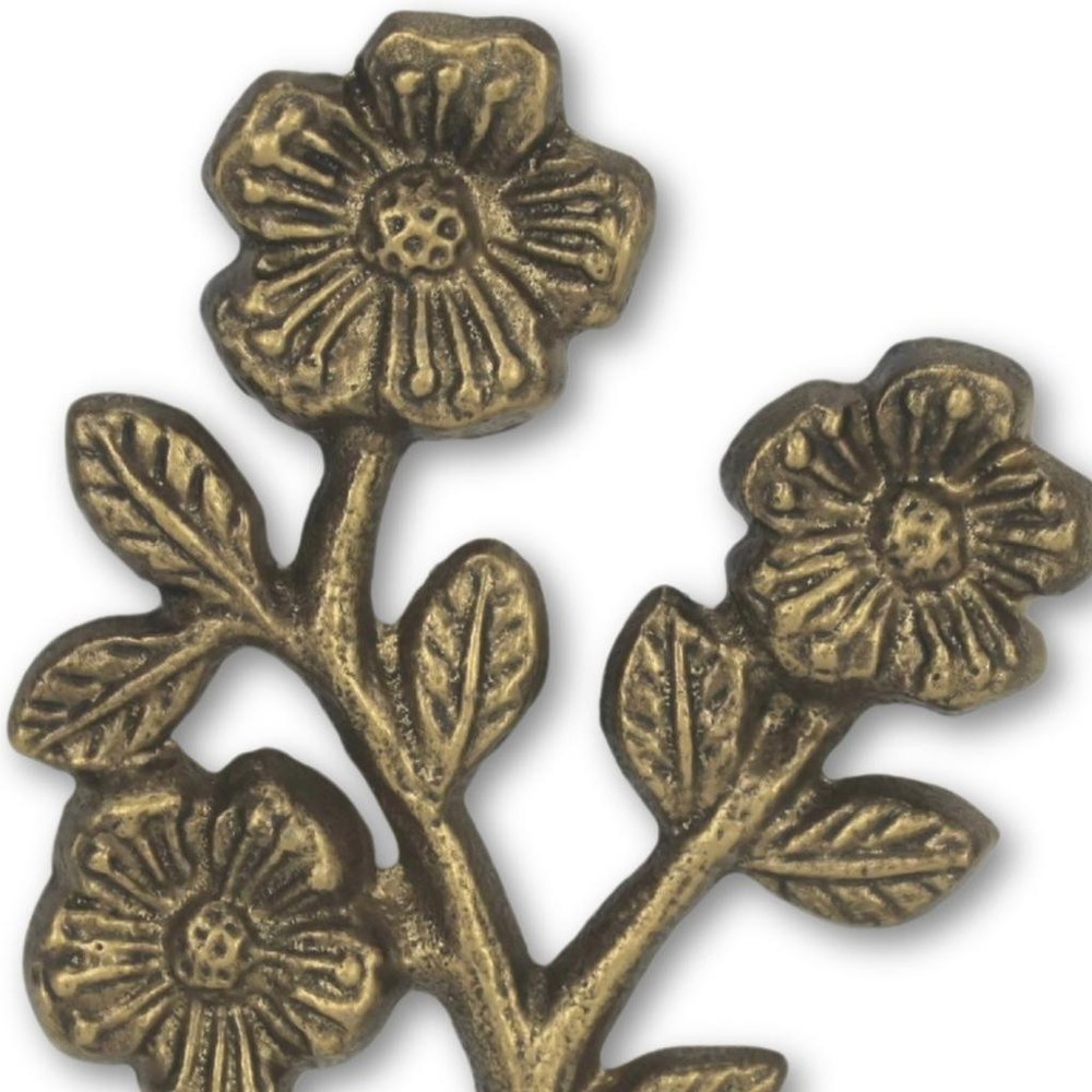 4" Antiqued Gold Cast Iron Flower Wall Hook HomeRoots