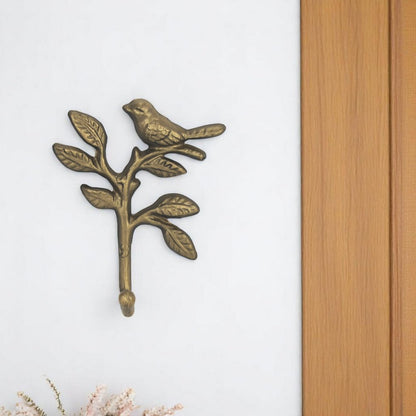5" Antiqued Gold Cast Iron Bird Wall Hook HomeRoots