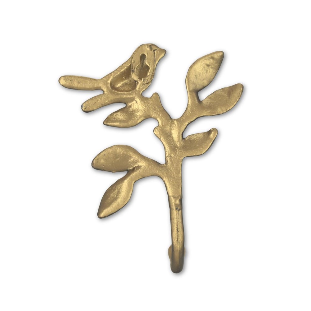 5" Antiqued Gold Cast Iron Bird Wall Hook HomeRoots