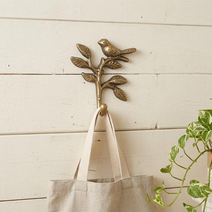 5" Antiqued Gold Cast Iron Bird Wall Hook HomeRoots