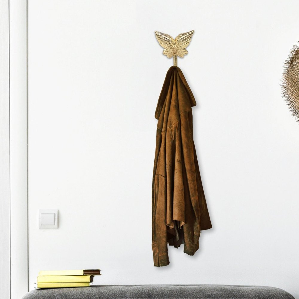 5" Gold Cast Iron Butterfly Wall Hook HomeRoots