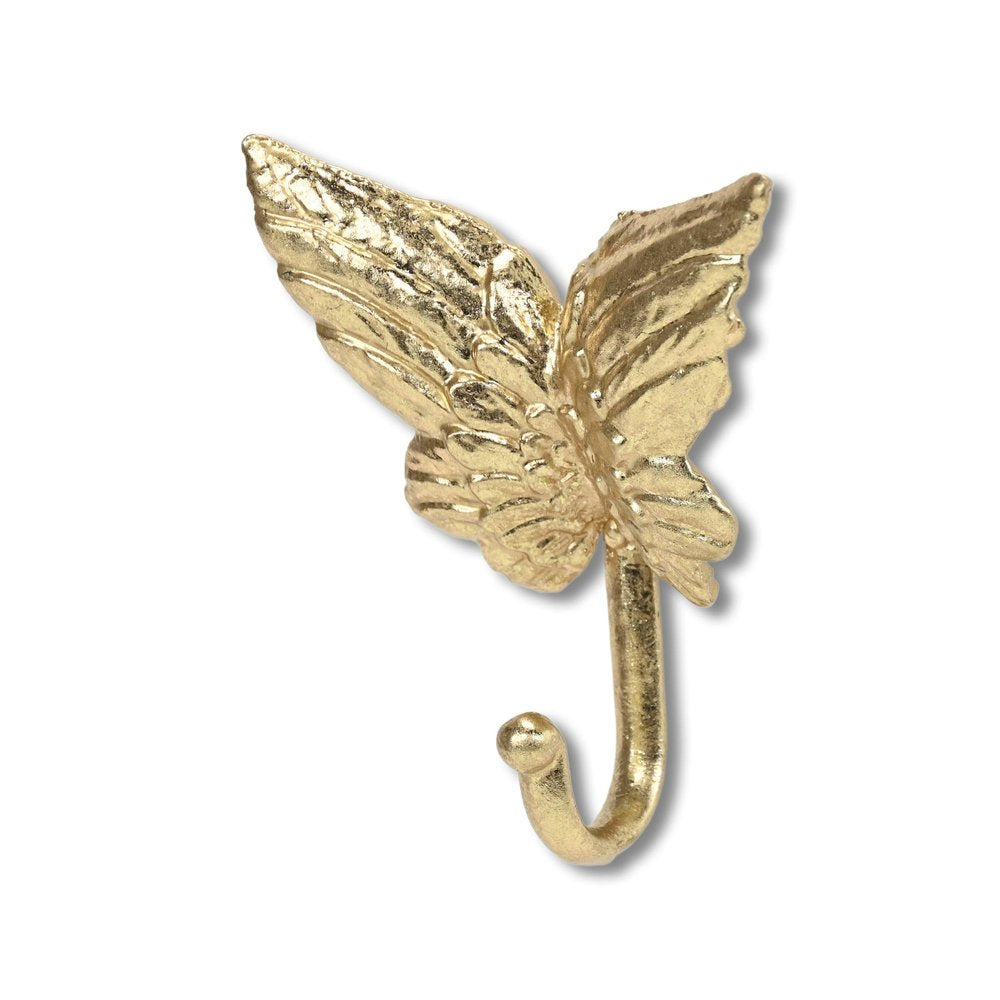 5" Gold Cast Iron Butterfly Wall Hook HomeRoots
