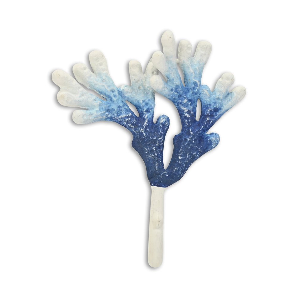 5" Blue And White Cast Iron Coral Wall Hook HomeRoots