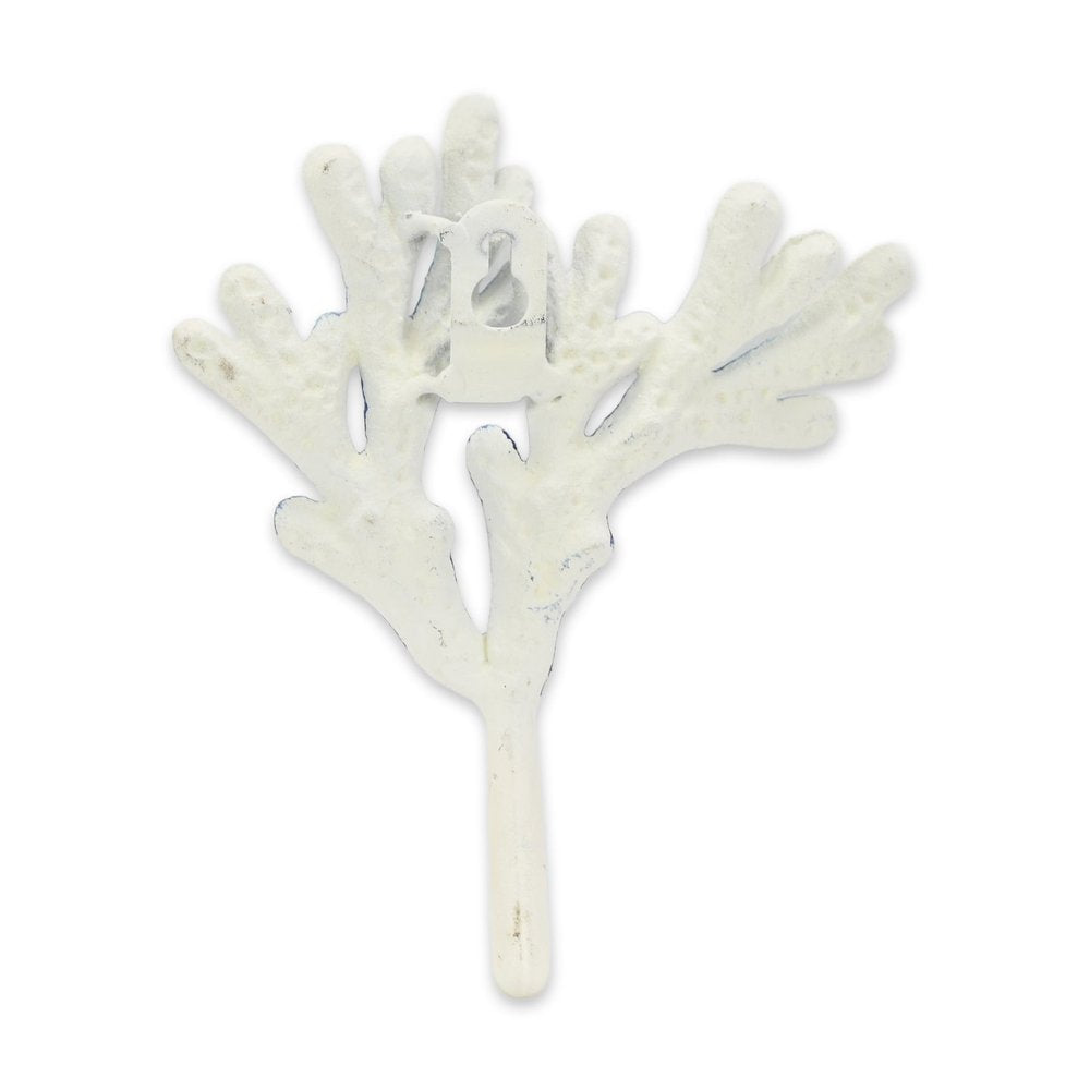 5" Blue And White Cast Iron Coral Wall Hook HomeRoots