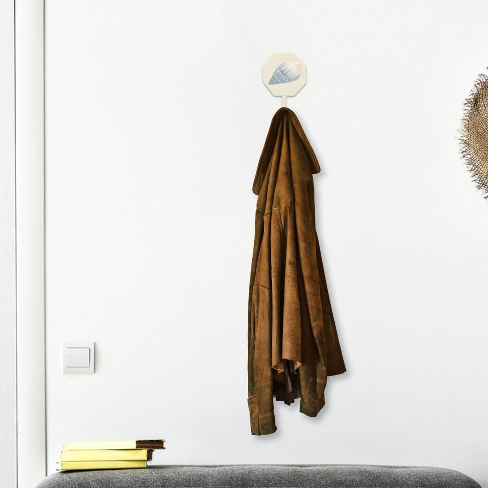 4" Blue And Cream Cast Iron Conch Shell Wall Hook HomeRoots