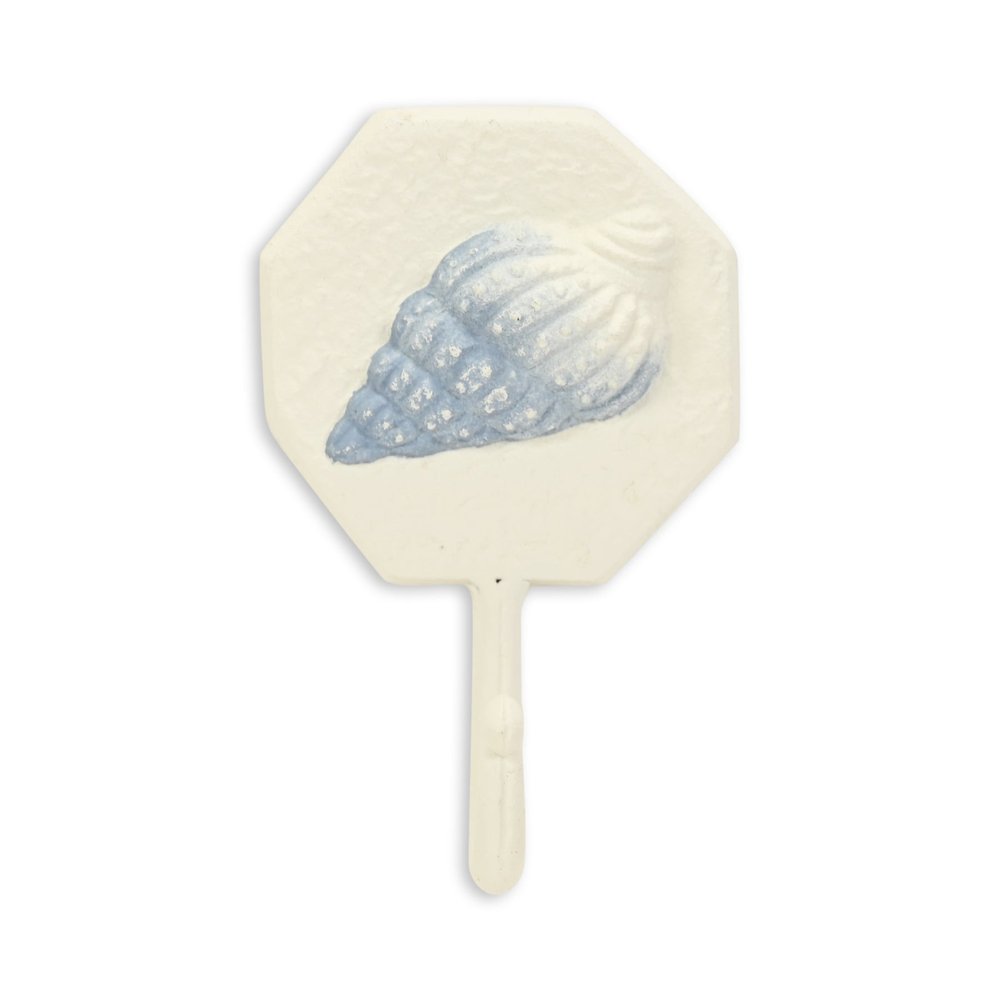 4" Blue And Cream Cast Iron Conch Shell Wall Hook HomeRoots