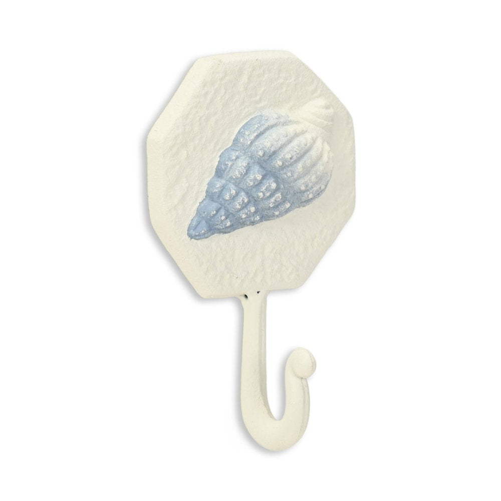4" Blue And Cream Cast Iron Conch Shell Wall Hook HomeRoots