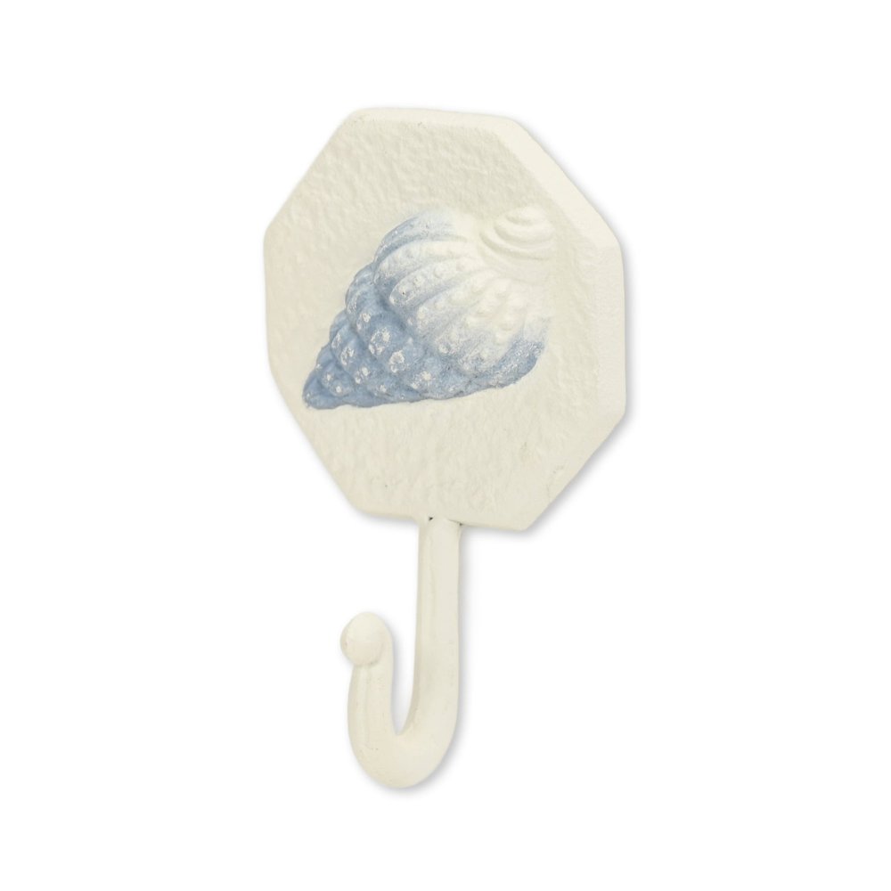 4" Blue And Cream Cast Iron Conch Shell Wall Hook — view 6