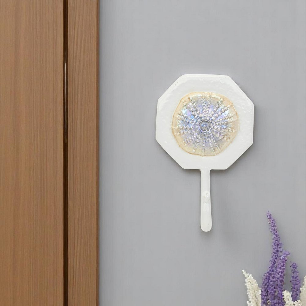 4" Pearl And White Cast Iron Sand Dollar Wall Hook — view 8